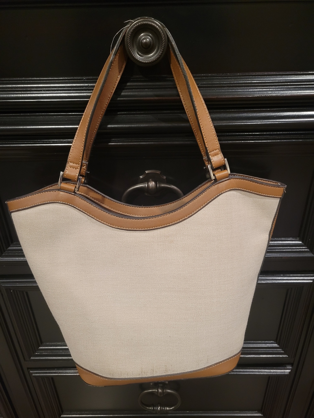 The Limited Cream Canvas Tote with Tan Trim